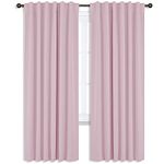 NICETOWN Solid Thermal Insulated Curtains for Preteen Child - Back Tab & Rod Pocket Blackout Draperies for Nursery/Bedroom, 52 Inch by 84 Inch in Baby Pink, 2 Panels