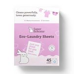 SuperBottoms Eco-Laundry Sheets for Powerful Cleaning (45 Sheets) | Alternative to Power/Liquid Baby Detergent | Machine & Hand Wash | No Harsh Chemicals | Eco-friendly | Mess-free, Hassle-free Cleaning