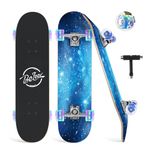 BELEEV Skateboards, 31 x 8 inch Complete Skateboard for Beginners, 7 Layer Canadian Maple Double Kick Deck Concave Cruiser Trick, Light Up Wheel Skateboard for Kids Teens & Adults (Navy Blue)