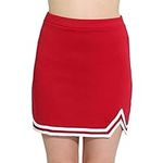 Danzcue Womens Double V A-Line Cheer Uniform Skirt, Scarlet/White, X-Small