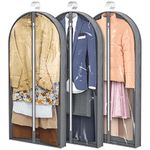 50" Garment Bags, Clear Moth Proof Suits Covers with 4" Gussetes, for Hanging Clothes Closet Storage Travel, Plastic Protector for Long Coat, Jacket, Sweater, Shirts, 3 Packs