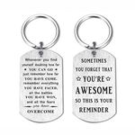 DEGASKEN Inspirational Gifts for Men -Sometimes You Forget You Are Awesome - Mindfulness Gifts for Him, Get Well Soon Gifts for Men Positive Keyring, Metal Engraved