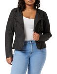 ONLY Women's Onlava Faux Leather Biker Otw Noos Jacket, Grey (Black), 10