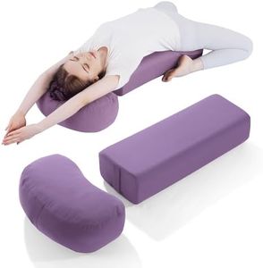 MABOZOO 2-Piece Yoga Bolster Pillow, Rectangular & Crescent Cushions