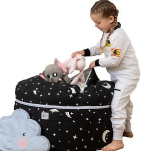 SMART WALLABY Stuffed Animal Storage Bean Bag Chair | 2 Sizes in 1 | 100% Cotton Washable Kids’ Plush Toys Organizer | XL to XXL Expandable Premium Soft Toys Pouf Starry Night