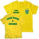 lepni.me Kids Brazil Football T-Shirt Your Name and Number | Brazilian Flag Badge Personalised Jersey Custom | World Cup 2022 (9-11 Years Yellow Multi Color)