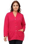 URBANROCK Women's Woolen V-Neck Cardigan Sweater with Front Pockets for Winter Wear (in, Alpha, 2XL, Regular, Pink)