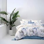 MILDLY 100% Long-Staple Cotton Duvet Cover Set Palm Leaf Pattern Printed Comforter Cover 3pcs, Ultra Soft & Breathable Bedding Set