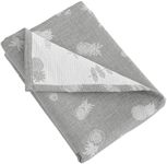 NTBAY 3 Layer Toddler Blanket, Muslin Cotton Jacquard Bed Blankets, Lightweight Thermal Baby Blanket, Super Soft and Warm Crib Blanket for All Seasons, Decoration Gift, 30"x40", Grey Pineapple