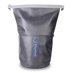 Mustad Dry Bag 60L, Water-Resistant 500-Denier Tarpaulin, Shoulder Strap, and Roll Top Closure, Grey/Blue (MB013)