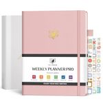 Planner Pro Schedule-Weekly&Daily Planner, Undated Planner for time Management, 8.5”x11” Hardcover planner with Habit Tracker & To Do List for Women, Pink, Gift Box