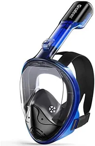 Greatever Full Face Snorkel Mask, Snorkeling Gear for Adults with Latest Dry Top Breathing System and Detachable Camera Mount, Snorkel Mask Adult, Snorkels Anti-Fog & Anti-Leak(Dark Blue, L/XL)