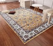 CARPET PLANET Carpet Kashmiri Persian Silk Carpet for Living Room with 1 Inch Thickness Black5(6X9 FEET)