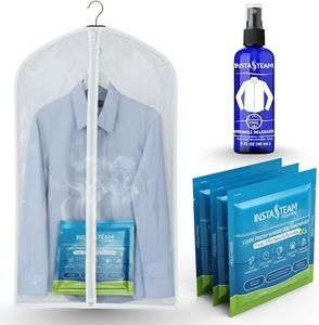 InstaSteam Starter Kit Clothes Steamer, Cruise Ship Approved, Eco-Friendly, Electricity-Free Travel Steamer, Wrinkle Release, Wrinkle Remover, Mini Steamer, Disinfect, Deodorize, (3) Pods, (1) Garment Bag, Insta Steam