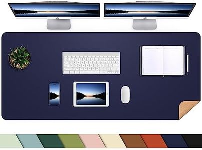 Leather Desk pad Protector, Large Desk mat with Natural Cork & PU Leather,Mouse pad,Non-Slip Office Desk Mat,Waterproof Desk Writing Pad for Office and Home (47in*23.7in, Blue)