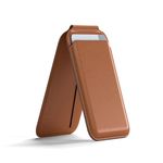 Satechi Magnetic Magsafe Wallet and Double Flap Stand, iPhone Wallet with 4 Card Slots, Front Flap NFC Pass Through for iPhone 15, iPhone 14, iPhone 13, iPhone 12 - Vegan Leather, Brown