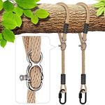 BeneLabel 2 Pack Hanging Strap, 1.5M Hammock Swing Ropes Adjustable Extendable Polyester String for Outdoor Tree Chair Playground Set Accessories, up to 1000lbs, 10mm Diameter, Nature