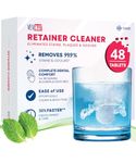 Vevmax Retainer Cleaner Tablets - 48 Tablets (1.5 Months Supply) - Denture Cleaning, Removes Stains & Odours, Freshens Aligners, Mouthguards, Nightguards - Perfect for Ultrasonic Retainer Cleaner