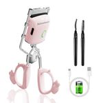 Asimebesty Heated Eyelash Curlers, Electric Eyelash Curler Metal, 2 Modes and Sensing Heating Silicone Lash Pads for Naturally Curled Lashes Long Lasting Rechargeable Portable Eye Lash Curler Pink