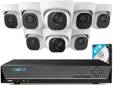 Reolink 4K H.265 PoE Security Camera System, 8pcs 8MP IP Dome Cameras with Human/Vehicle Detection, a 16CH 8MP NVR Pre-Installed with 4TB HDD for 24/7 Recording, Remote Access