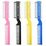 MFUOE 4 Pieces Comb Hair Cutter Double Sided Razor Comb Hair Thinner Comb Haircuts Cutting Tool Professional for Cutting, Styling, Hairdressing