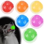LECHONG 6-Pack Glow Squeaky Dog Balls, 2.5" Glow in The Dark Dog Balls Fit with Dog Ball Launcher, Tough Rubber Dog Toy Balls for Puppy Small Medium Aggressive Chewers, High Bouncy Dog Chew Balls