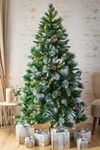 Marco Paul Artificial 6ft Christmas Tree - 180cm Easy Assembly Premium Xmas Tree with Thick Hooked Branches, Metal Stand & Fake Snow - Green & White Trees for Christmas Decorations & Xmas Home Decor
