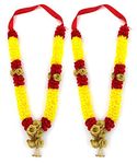 Bhakti Lehar (16 Inch) Designer Artificial Garland Puja Mala for Photo Frames & God | Ribbon Handmade Garland Artificial Mala for Photo Frame, God, Mandir and Temple - Pack of 2