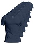 Comfneat Men's 6-Pack Undershirts 100% Cotton Comfy V-Neck T-Shirts (Navy 6-Pack, Large)