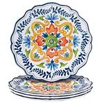 Certified International Flores Melamine 11" Dinner Plates,Set of 4, Multicolor