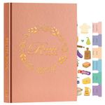 Lanpn B5 Blank Recipe Book Journal to Write in Your Own Recipes, Leather Cover Waterproof Empty Cooking Notebook for 70 Recipes, Cookbook with Stickers to Organize Your Family Recipe, Rose