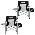 KingCamp Folding Camping Chairs for Adults Set of 2 Heavy Duty Directors Chair Folding with Cooler Bag and Side Table Support up to 150KG