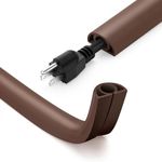 12ft Cord Cover Floor for Extension Cords, Floor Cable Cover Wire Cover to Protect Cables & Prevent Tripping, PVC Cord Hider Floor Cord Protector, Internal Channel Diameter: 0.39", Brown