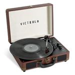 Victrola VSC-400SB-DBR-SDF Journey+ Dual Bluetooth Portable Suitcase Turntable (Dark Brown)