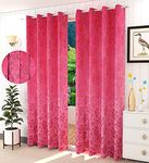 STAR DECOR Floral Suade Polyster Curtain - 9 feet Long Door, Pink [3 Piece]