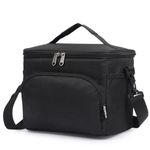 WANDF Insulated Cooler Lunch Box for Women Men Kids Adult Waterproof Leakproof Reusable Lunch Tote Bag with Adjustable Shoulder Strap for Work School Picnic Beach (Black)