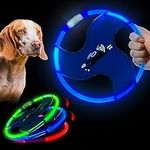 Vizbrite Dog Flying Disc Flyer Dog Toys, Flying Discs Dog, Glow in The Dark Nylon Flying disc Dog Toy with 3 Light Models, Floating Dog Ring Toys for Physical Exercise, Pet Training Throwing Playing