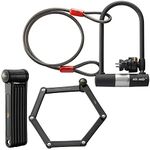 Electric Bike Bike Lock Set Triple Protection Via Velo 2022 New Heavy-Duty Hard Steel | 33.5”Folding Lock | 11" Bicycle U Lock | 6FT Cable | for Electric Bike Fat Tire Scooter Folding Bike Adult