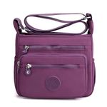 Shilanmei Womens Shoulder Bag with Multi Pocket - Nylon Crossbody Bag Waterproof Tote Handbag for Casual, Lightweight Travel Purse Messenger Bag for Sport Hiking Daily Use (Purple)