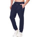 YTD Mens Sweatpants Running Track Pants Athletic Joggers with Zipper Pockets (Navy, Large)