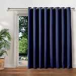 LIYAXUN 50 "W x 120" L Solid Thick Thermal Insulation 95% Blackout Curtain for Courtyard Door, Grommet top Curtain, Navy Blue (1 Panel)