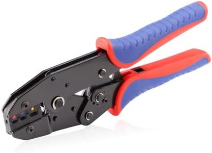 HKS Crimping Tool For Insulated Electrical Connectors - Ratcheting Wire Crimpers - AWG 22-10 (0.5-6.0mm²) - Ratchet Terminal Crimper - Electrical Crimping Tool