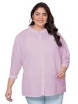 Indietoga Women's Pure Cotton Plus Size Longline Tunic Tops (10001523_Pink Chikankari Embroidered_6XL)