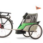 WIKE Children's Junior Bike Trailer: for 1-2 Kids Under 3'10"/100lbs max - Built-in roll cage, Stainless Steel towbar, 5-Point Restraints, Large Cargo Space, roll-up Bug and rain Screens, Safety Flag