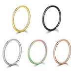 GW 5 Pcs Hoop Nose Ring, 20 Gauge Nose Ring, Nose Rings Hoop Set 316L Surgical Steel, Septum Clicker Nose Hoop Rings, Cartilage Hoop Earrings, Lip Rings, Body Piercing Jewelry, Stainless Steel