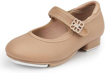 Stelle Girls Tap Shoes Boys Buckle PU Leather Dance Shoes(Toddler/Little Kid/Big Kid) (SD08-Tan,9MT)