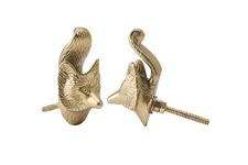 CGB Giftware Set of 2 Fox Head Drawer Pull | Knob | Brass Colour | DIY Upcycle Wardrobe Cabinet Furniture | Resin Drawer Pull | 6cm High | GB06161