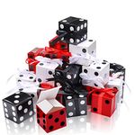 Ctosree 50 Pcs Dice Favor Boxes 2 x 2 x 2 Inch Casino Theme Party Decor Casino Night Decorations Red Black White Dice Gable Box Goodie Box with Ribbon