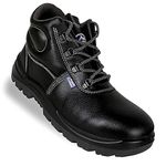 Allen Cooper 1008 Hi-Ankle Men's Safety Shoe, Size-8 UK, Black-Grey (Free Socks)