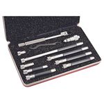 Starrett Tubular Inside Micrometer Set with Case, Quick-Reading Figures, Hardened, Interchangeable and Ground Anvils - 1.5-12" Range, .001" Graduations - 823BZ